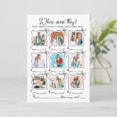 Wo waren sie Foto Hand Drawn Wavy Bridal Spiel Einladung (Stehend Vorderseite)