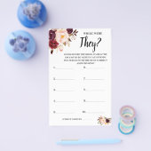 Wo waren sie Marsala Brautparty Game Card Flyer (Einzeln)