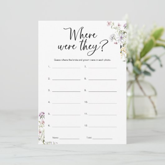 Wo waren sie Minimalistisch Brautparty Game Einladung (Stehend Vorderseite)