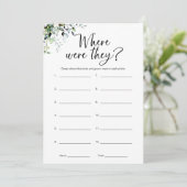 Wo waren sie Minimalistisch Brautparty Game Einladung (Stehend Vorderseite)