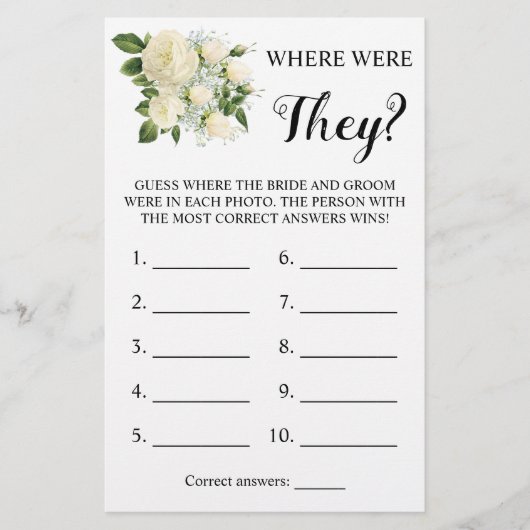 Wo waren sie? White Rose Game Card Flyer (Vorne)