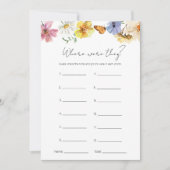 Wo waren sie Wildblume Brautparty Game Card Einladung (Vorderseite)