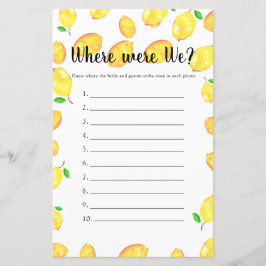 Wo waren wir Brautparty Game Lemon Party?