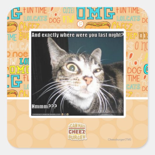 Wo warst du? quadratischer aufkleber (Vorderseite)