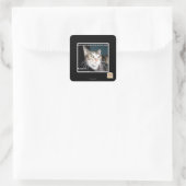 Wo warst du? quadratischer aufkleber (Tasche)
