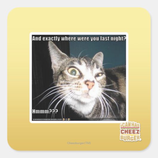 Wo warst du? quadratischer aufkleber (Vorderseite)