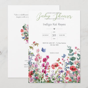 Wo Wildblumen wachsen Babyparty Einladung