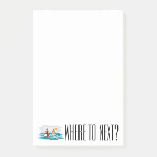 Wo zu als Nächstes? Segeln-Segelboot-Notizblock Post-it Klebezettel