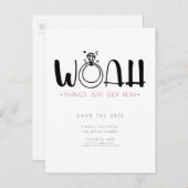Woah, das Got echt | Funny Save the Date Ankündigungspostkarte (Vorne/Hinten)