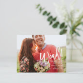 Woah! Handgeschriebener Spaß Pinselschrift Save th Ankündigungspostkarte (Stehend Vorderseite)