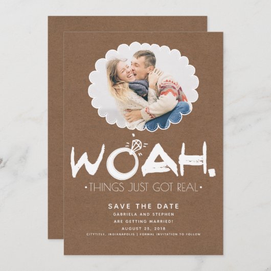 Woah Things Got einfach real | Funny Save the Date (Vorne/Hinten)