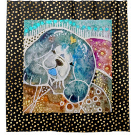 WOBBLE-ROCK Chow Hund Aquarellbatik Duschvorhang