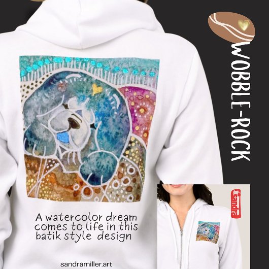 WOBBLE-ROCK Chow Hund Aquarellbatik Hoodie