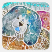 WOBBLE-ROCK Chow Hund Aquarellbatik Quadratischer Aufkleber (Vorderseite)