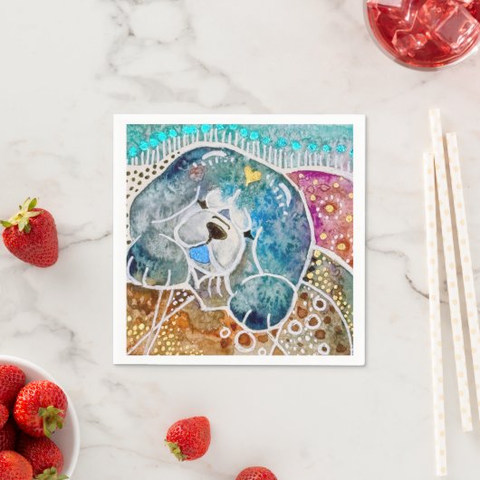 WOBBLE-ROCK Chow Hund Aquarellbatik Serviette (Beispiel)