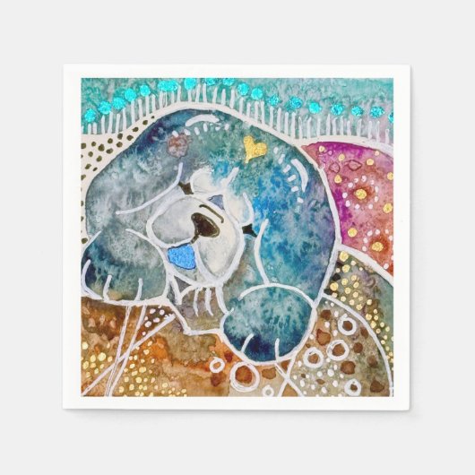 WOBBLE-ROCK Chow Hund Aquarellbatik Serviette (Vorderseite)