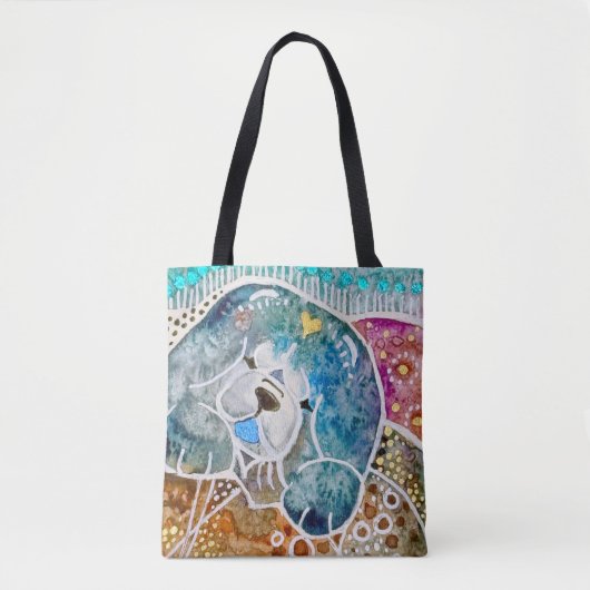 WOBBLE-ROCK Chow Hund Aquarellbatik Tasche (Vorderseite)