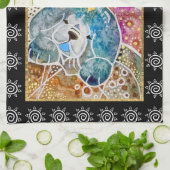 WOBBLE-ROCK Hund Wasserfarbbatik Kiste Geschirrtuch (Gefaltet)