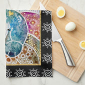 WOBBLE-ROCK Hund Wasserfarbbatik Kiste Geschirrtuch (Viertel Falte)