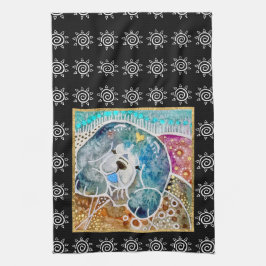 WOBBLE-ROCK Hund Wasserfarbbatik Kiste Geschirrtuch