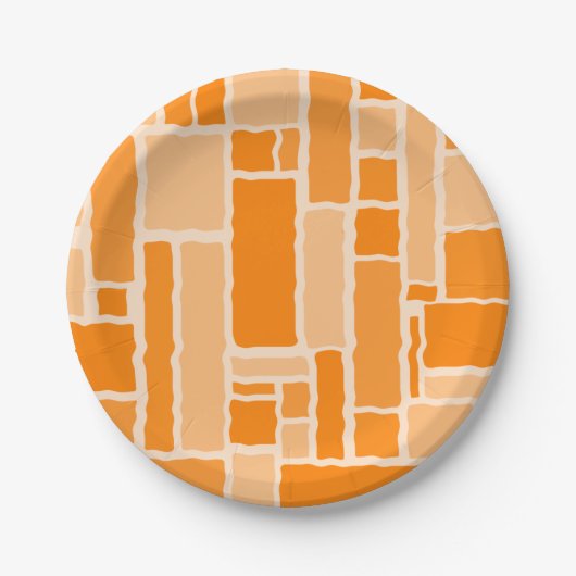 Wobbly modulus Retro Modern Geometric Orange Pappteller (Vorderseite)