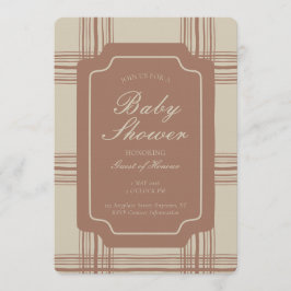 Wobbly Plaid Geometric Gender Neutral Beige Brown Einladung