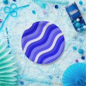 Wobbly Pop Stripes Bright Blue Diagonal Muster Pappteller (Party)