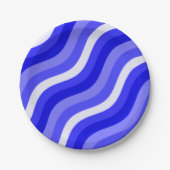 Wobbly Pop Stripes Bright Blue Diagonal Muster Pappteller (Vorderseite)