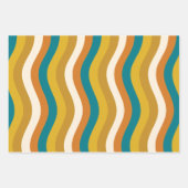 Wobbly Pop Stripes Retro Modernes Muster Aquamarin Geschenkpapier Set (Vorderseite)