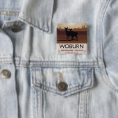 Woburn - Vintages Reiseplakat im Bedfordshire-Stil Button (Beispiel)