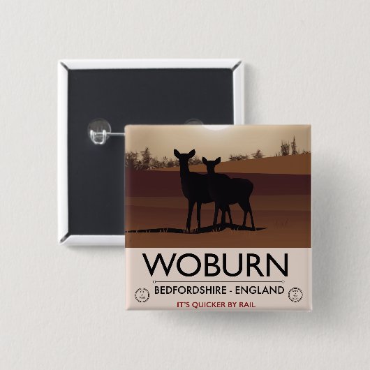 Woburn - Vintages Reiseplakat im Bedfordshire-Stil Button (Vorne & Hinten)
