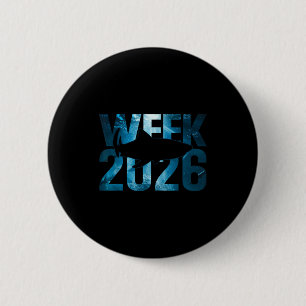 Woche 2026 Hai Liebhaber Ozean Tier Wildnis Strand Button