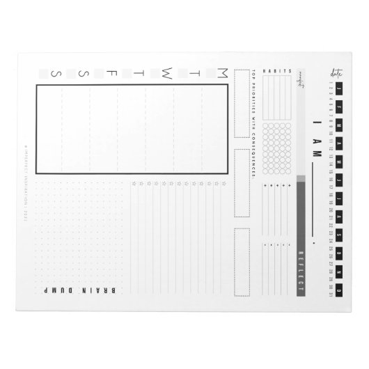 Woche bin ich Planer Notizblock (Vorderseite)