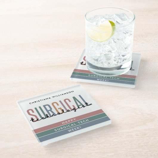 Woche der personalisierten Chirurgie oder Technik Glasuntersetzer (Schrägansicht)