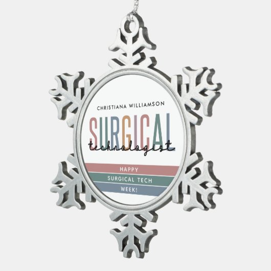 Woche der personalisierten Chirurgie oder Technik Schneeflocken Zinn-Ornament (Rechts)