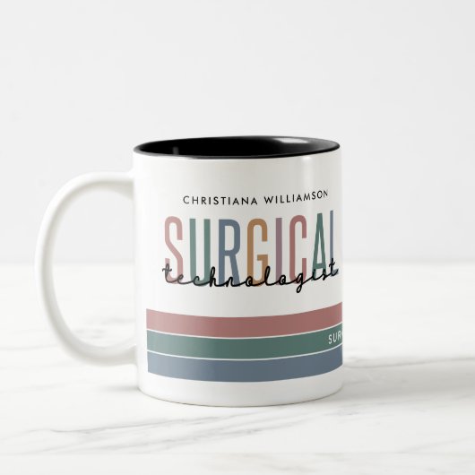 Woche der personalisierten Chirurgie oder Technik Zweifarbige Tasse (Links)