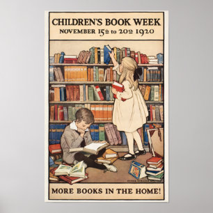 Woche des Kinderbuchs Bibliotheksillustration im V Poster