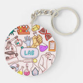 Woche des medizinischen Laboratoriums Labrador Schlüsselanhänger (Rückseite)