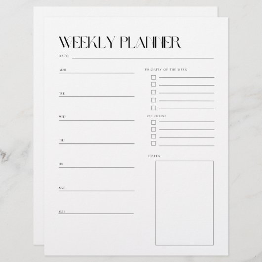 Woche für Listenplaner (Vorne/Hinten)