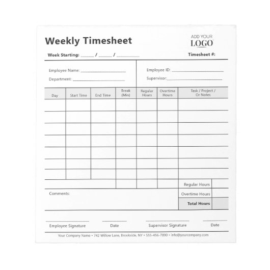 Wochenblatt für Firmenlogos Arbeitszeiten der Mita Notizblock (Vorderseite)