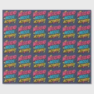 Wochenend-Modus Aktiviert Retro 80er Typografie D Geschenkpapier