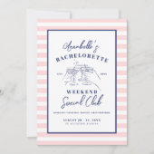 Wochenend Social Club Preppy Junggeselinnen-Abschi Einladung (Vorderseite)