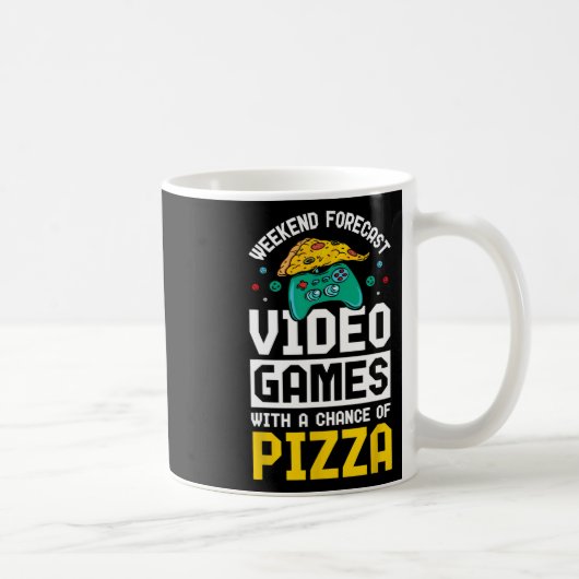 Wochenend-Vorhersage Videospiele und Pizza Kaffeetasse (Rechts)