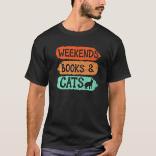 Wochenendbücher und Katzen mit Kinderbuchwurm T-Shirt