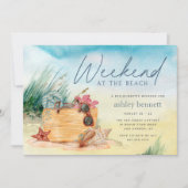 Wochenende am Beach Junggeselinnen-Abschied Einladung (Vorderseite)