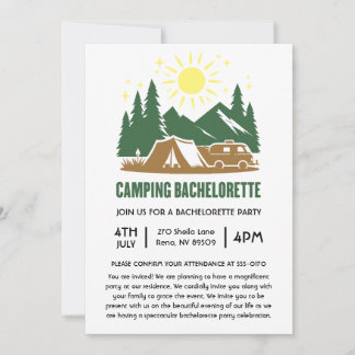 Wochenende am Camping Bachelorette Einladung