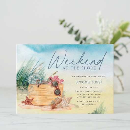 Wochenende am Junggeselinnen-Abschied Einladung (Stehend Vorderseite)