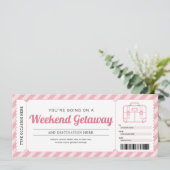 Wochenende Ausflug Rosa Reisegutschein Einladung (Stehend Vorderseite)