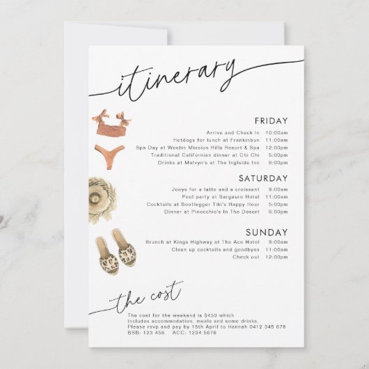 Wochenende des tropischen Junggeselinnen-Abschieds Einladung (Rückseite)