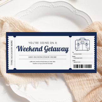 Wochenende Getaway Blue Gutschein für Reisen Einladung